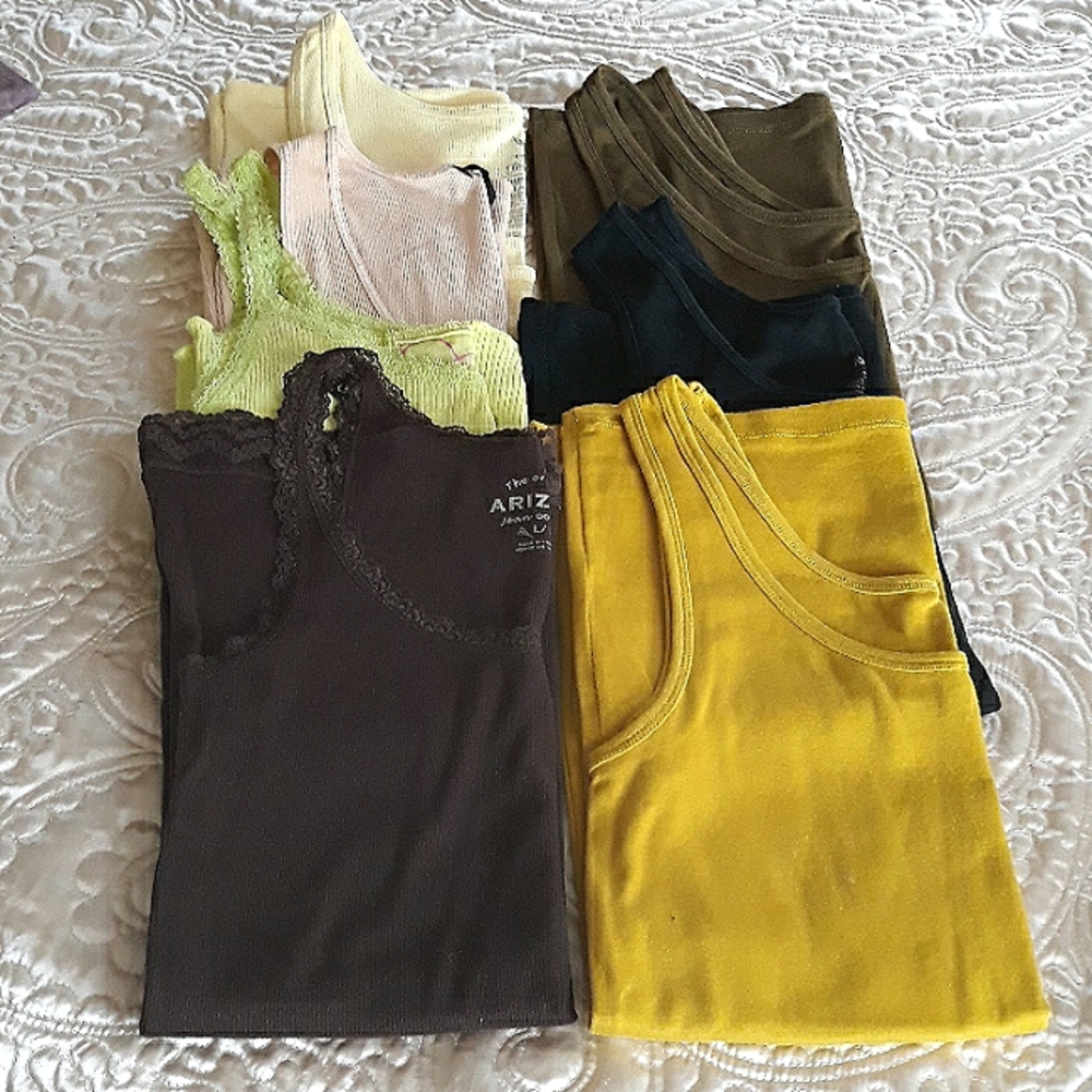 collection of tank tops